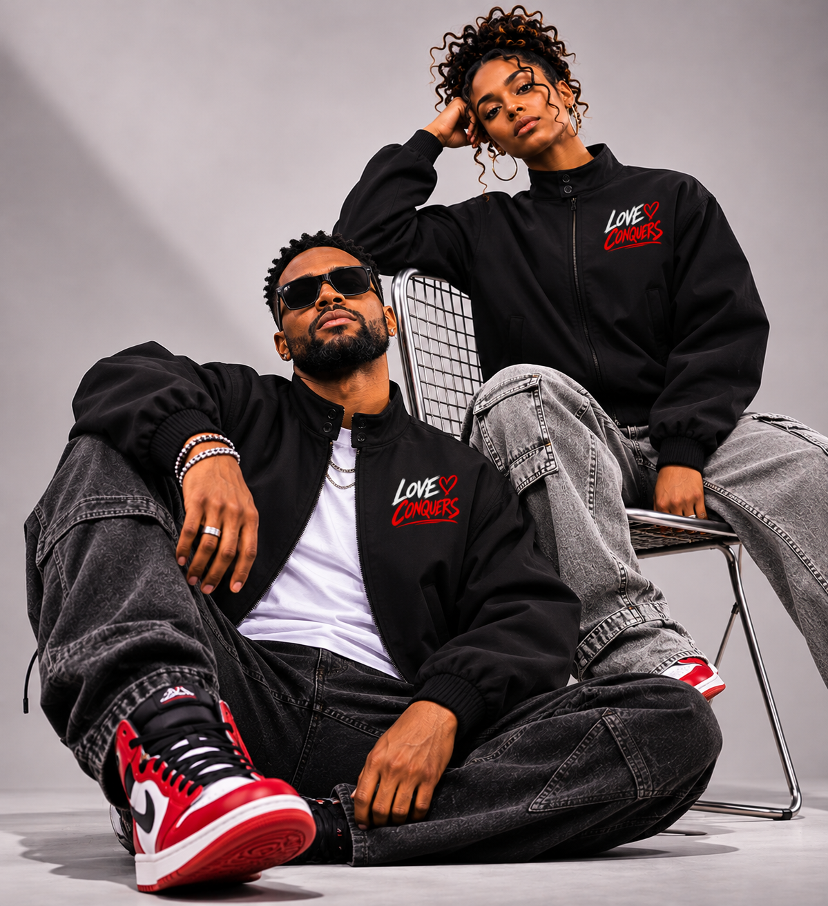 Love Conquers | Stand Collar Bomber Jacket