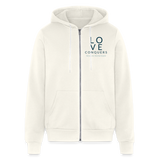 LOVE CONQUERS "OVERCOME" ZIP HOODIE - vintage white