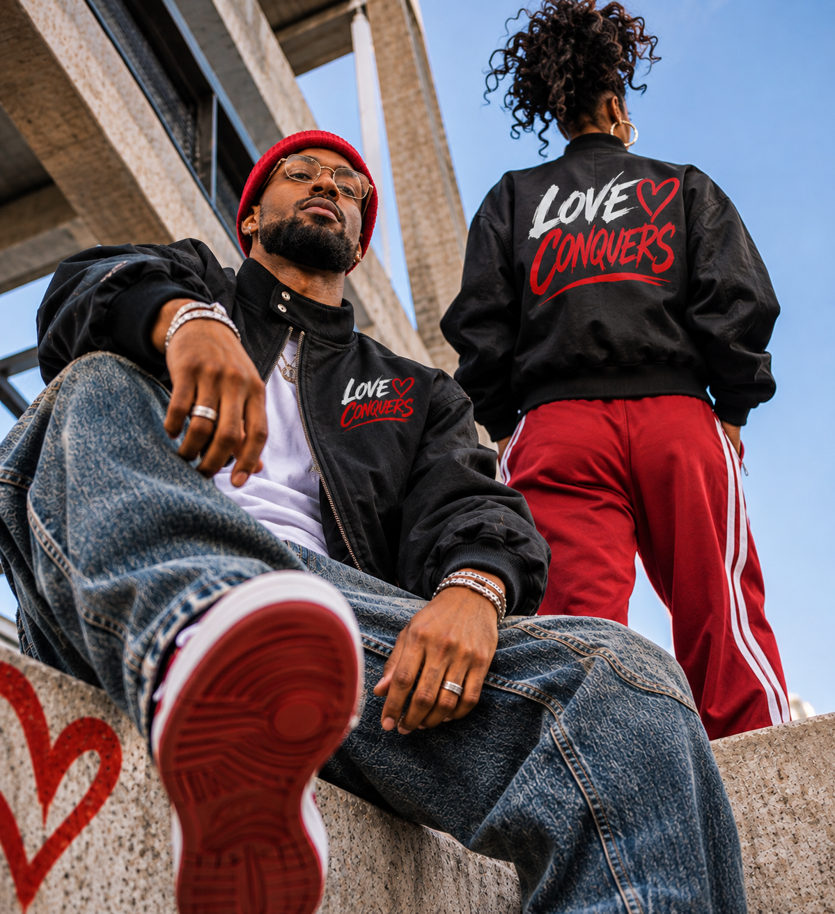 Love Conquers | Stand Collar Bomber Jacket